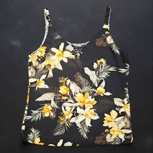 White House Black Market Floral Camisole - Black and Yellow